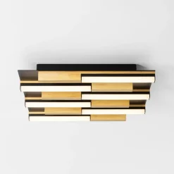 Zumaline Wszystkie Lampy Sufitowe^Lampa sufitowa LED czarna drewniana ELIOT