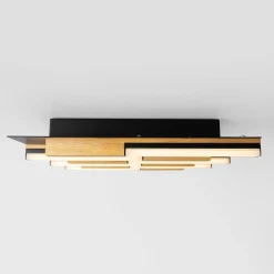 Zumaline Wszystkie Lampy Sufitowe^Lampa sufitowa LED czarna drewniana ELIOT