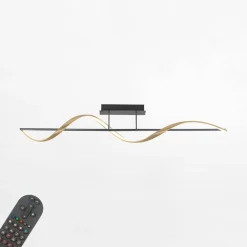Paul Neuhaus Wszystkie Lampy Sufitowe^Lampa sufitowa LED Wi-Fi czarno-złota Q-SWING z pilotem
