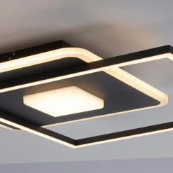Paul Neuhaus Wszystkie Lampy Sufitowe^Lampa sufitowa LED z ramką kwadratowa czarna DOMINO