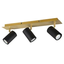 Listwy Oświetleniowe|Wszystkie Lampy Sufitowe^Lampa sufitowa listwa 3 reflektory czarno-złota MARLEY