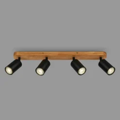 Online Lampa sufitowa listwa drewniana podstawa czarna VINTAGE IV