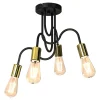 Best Luminex Lampa sufitowa loftowa czarno-złota DOW IV