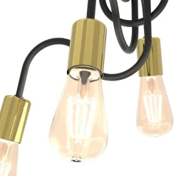 Best Luminex Lampa sufitowa loftowa czarno-złota DOW IV