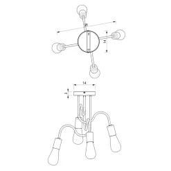 Best Luminex Lampa sufitowa loftowa czarno-złota DOW IV