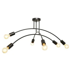 Best domiluce Lampa sufitowa loftowa czarna KORTE 6