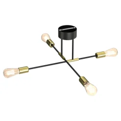 Clearance Luminex Lampa sufitowa loftowa czarno-złota FLAME