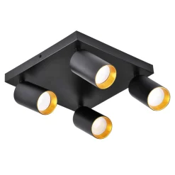 Best Lampa sufitowa 4-punktowa czarno-złota MARIBEL IV