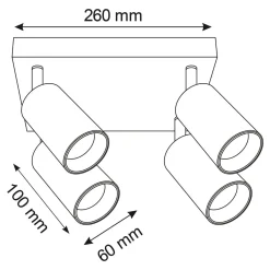 Best Lampa sufitowa 4-punktowa czarno-złota MARIBEL IV