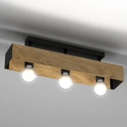 New Luminex Lampa sufitowa rustykalna drewniana MILUZA III