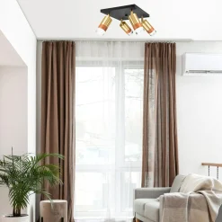 Wszystkie Lampy Sufitowe^Lampa sufitowa z 4 reflektorkami regulowana złota AURORA