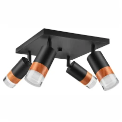 Wszystkie Lampy Sufitowe^Lampa sufitowa z 4 reflektorkami regulowana czarna AURORA