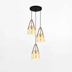 inny Lampy Wiszące^Lampa wisząca 3 klosze bursztynowa SOLTA