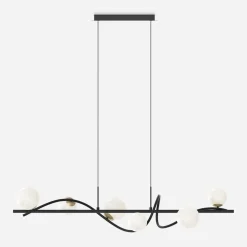 Discount Zumaline Lampa wisząca 6 kloszy kule czarno-złota NISYRO