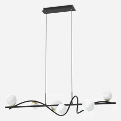 Discount Zumaline Lampa wisząca 6 kloszy kule czarno-złota NISYRO