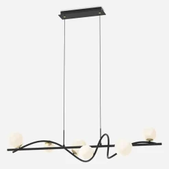 Discount Zumaline Lampa wisząca 6 kloszy kule czarno-złota NISYRO