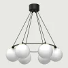 Best Luminex Lampa wisząca 6 kloszy kule czarno-złota BALLO VI