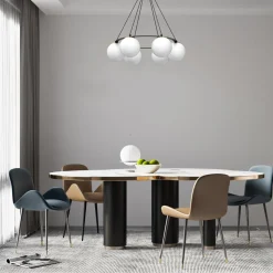 Best Luminex Lampa wisząca 6 kloszy kule czarno-złota BALLO VI