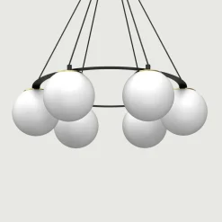 Best Luminex Lampa wisząca 6 kloszy kule czarno-złota BALLO VI