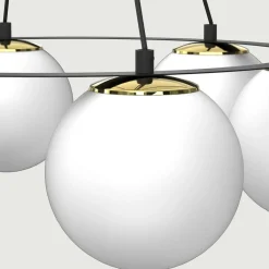 Best Luminex Lampa wisząca 6 kloszy kule czarno-złota BALLO VI