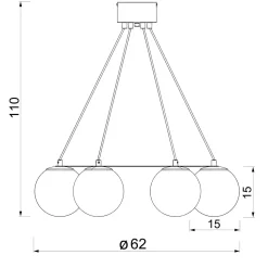Best Luminex Lampa wisząca 6 kloszy kule czarno-złota BALLO VI