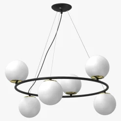 Luminex Lampy Wiszące^Lampa wisząca 6 kloszy kule czarno-złota BOLTI VI