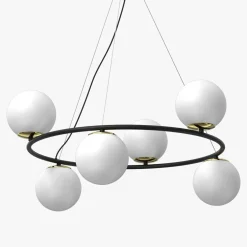 Luminex Lampy Wiszące^Lampa wisząca 6 kloszy kule czarno-złota BOLTI VI