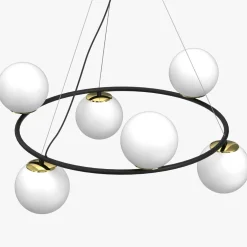 Luminex Lampy Wiszące^Lampa wisząca 6 kloszy kule czarno-złota BOLTI VI