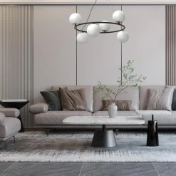 Luminex Lampy Wiszące^Lampa wisząca 6 kloszy kule czarno-złota BOLTI VI
