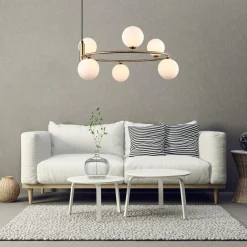 inny Lampy Wiszące^Lampa wisząca 6 kul złota AMILY
