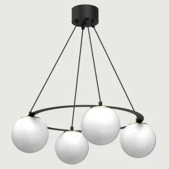 Sale Luminex Lampa wisząca 4 kule czarno-złota BALLO IV