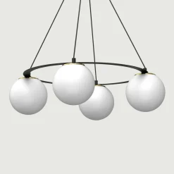 Sale Luminex Lampa wisząca 4 kule czarno-złota BALLO IV