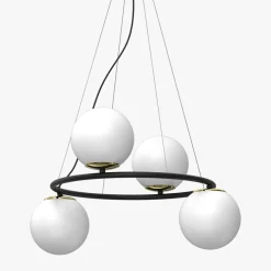 Clearance Luminex Lampa wisząca 4 kule czarno-złota BOLTI IV