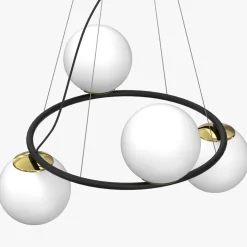 Clearance Luminex Lampa wisząca 4 kule czarno-złota BOLTI IV
