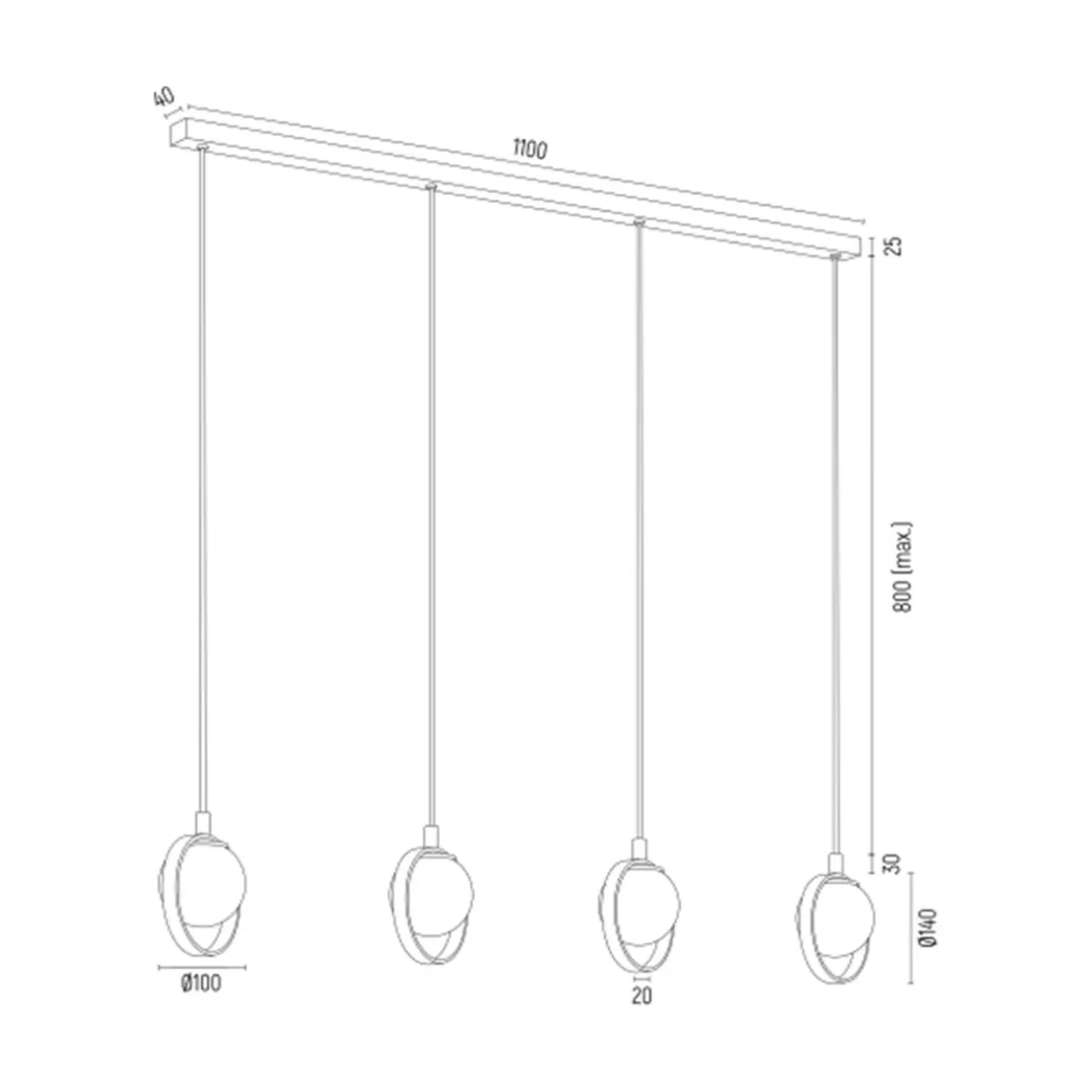 inny Lampy Wiszące^Lampa wisząca 4 kuliste klosze złota SATURNIA