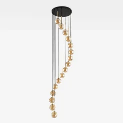 Clearance TK Tomasz Krywult Lampa wisząca 16 kulistych kloszy złota AURORA