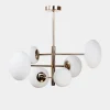 Hot domiluce Lampa wisząca 6 owalnych kloszy biało-złota UFO 50x55 cm