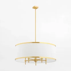 inny Lampy Wiszące^Lampa wisząca abażur biało-złota ABBANO