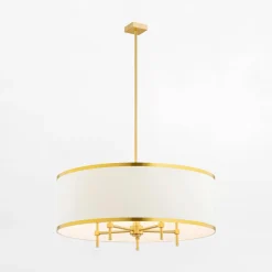 inny Lampy Wiszące^Lampa wisząca abażur biało-złota ABBANO