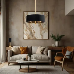 inny Lampa wisząca abażur czarno-złota ABBANO