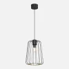Best Luminex Lampa wisząca czarna jasne drewno TRAD I klosz 38 cm