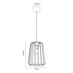 Best Luminex Lampa wisząca czarna jasne drewno TRAD I klosz 38 cm