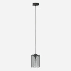 Discount Zumaline Lampa wisząca dymione szkło czarna NIRA φ16 cm