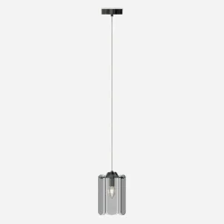 Discount Zumaline Lampa wisząca dymione szkło czarna NIRA φ16 cm