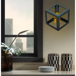 Lampy Wiszące^Lampa wisząca geometryczna czarna SWEDEN