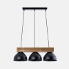 Clearance inny Lampa wisząca industrialna 3 klosze drewno jasne/czarna W-DR