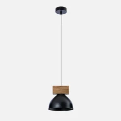 inny Lampy Wiszące^Lampa wisząca industrialna drewno jasne czarna W-DR
