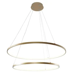 Online Zumaline Lampa wisząca LED 2 pierścienie złota BRENO 80 cm