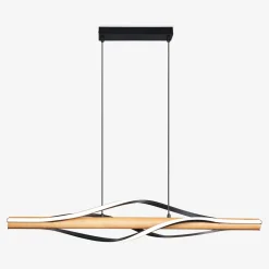 Discount Zumaline Lampa wisząca LED drewniana czarna BAEZ