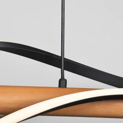 Discount Zumaline Lampa wisząca LED drewniana czarna BAEZ